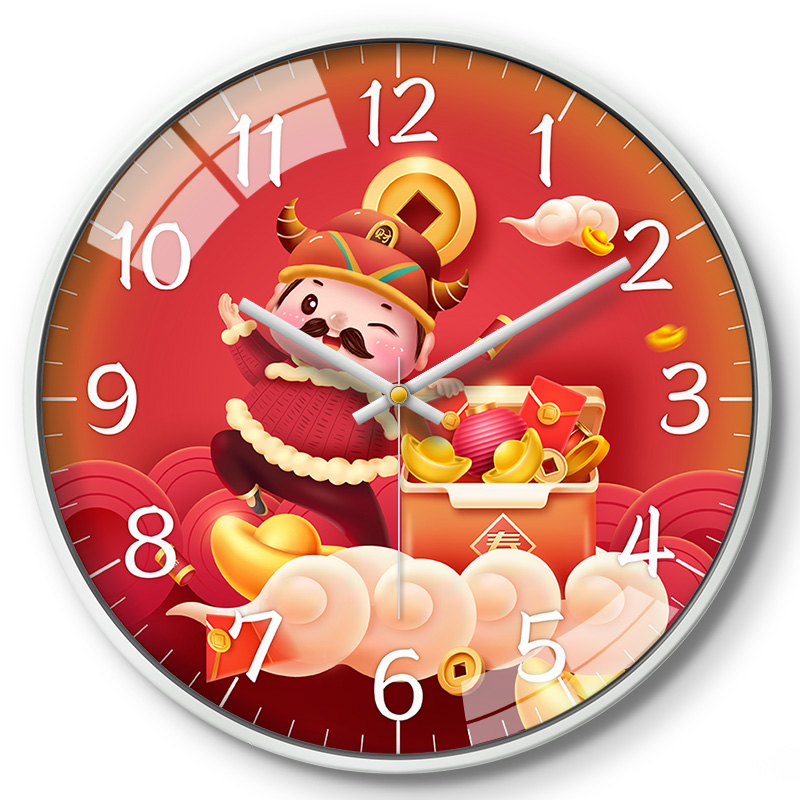 摩门2021新年挂钟牛年新春创意钟表中国风客厅静音时钟家用石英钟
