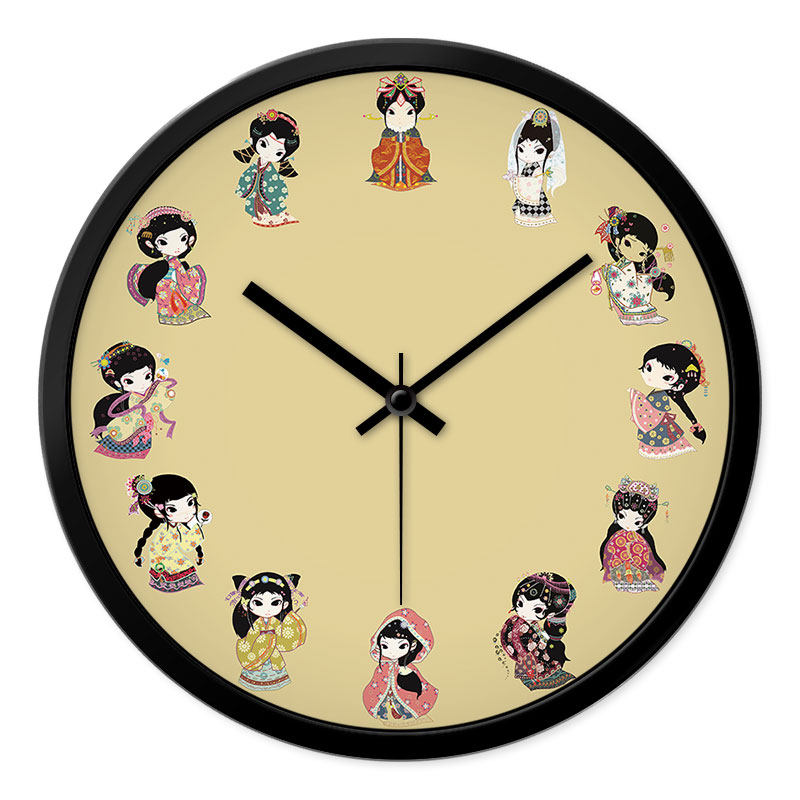 摩门挂钟复古金陵十二钗中国风挂表客厅创意卧室静音时钟石英钟表