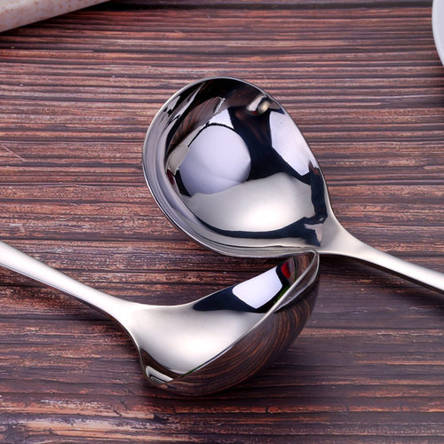 陀螺304不锈钢汤勺汤壳勺创意喝鸡汤厨房火锅盛菜粥长短柄加深喝