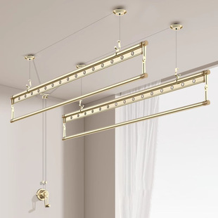 陀螺升降晾衣架阳台手摇式 晾衣杆四杆凉衣折叠晒 晒衣双杆家用顶装