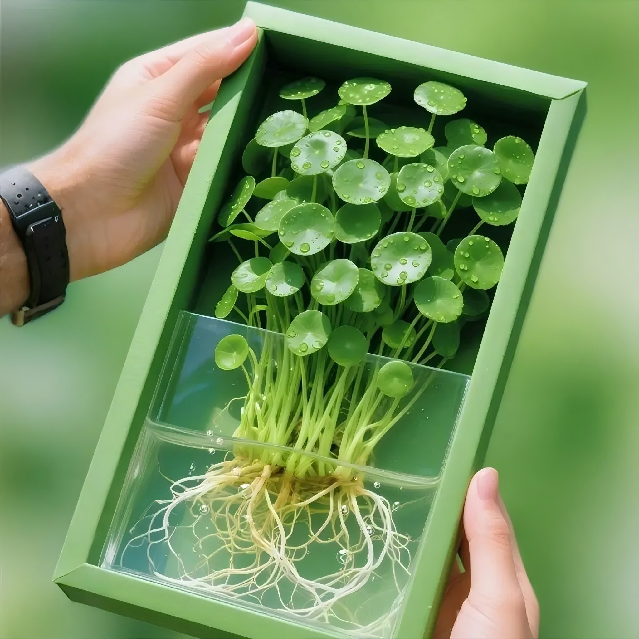 Exquisite Large Leaf Copper Money Grass Hydroponic Plant Go