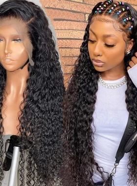 假发女士欧美hunan hair化纤假发前蕾丝卷发非洲小卷假发头套