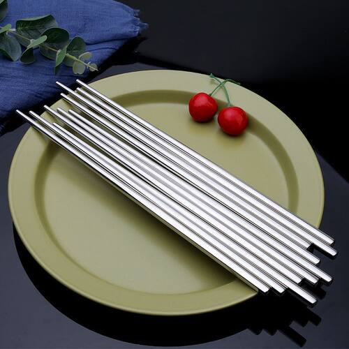 陀螺304不锈钢筷子酒店餐厅27cm加长筷子家用中方筷公用筷