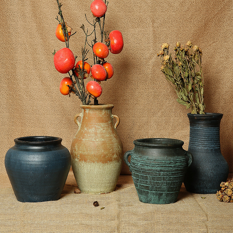 Chinese style coarse pottery, pottery jars, flower vases, s