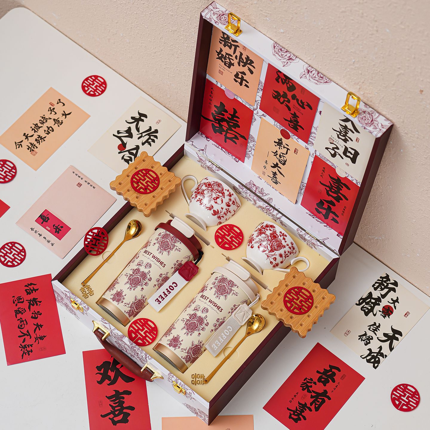 结婚礼物送新娘新人闺蜜新婚订婚实用保温咖啡杯套装伴手礼盒创意