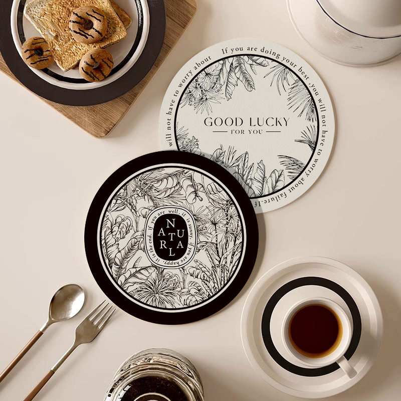 黑白复古皮革吸水杯垫硅藻泥隔热餐垫轻奢高级感碗盘垫咖啡垫茶杯,男装,T恤,淘宝优惠券,粉丝福利购,淘宝优惠卷