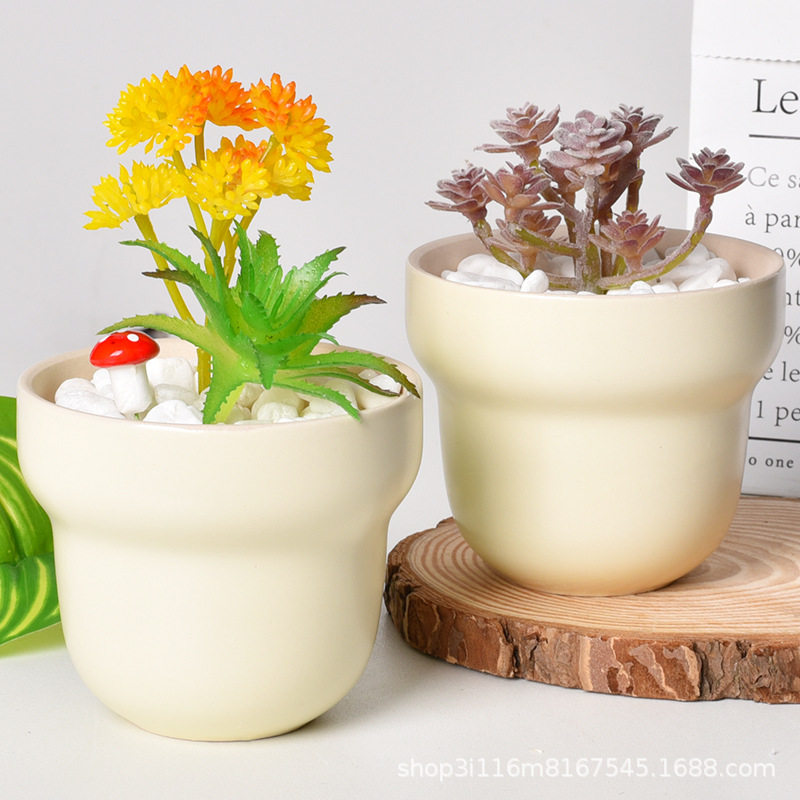 陶瓷小花盆容器圆形多肉盆栽绿植仙人掌桌面大口径陶瓷盆