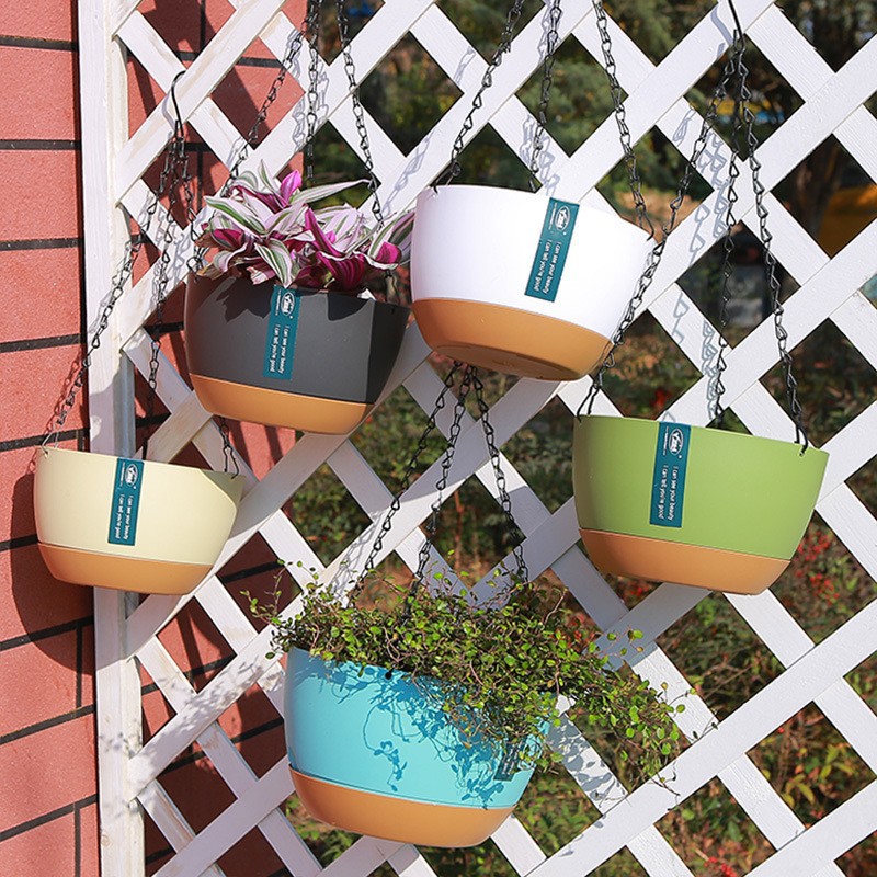 Nordic style hanging basket flower pot, home balcony, green