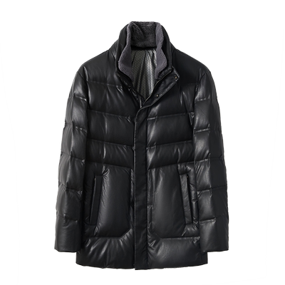 中长款加厚保暖男士皮羽绒服