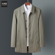 扣子款 风衣男中年纯棉翻领中长款 水洗棉宽松大码 秋季 爷爷春装 外套