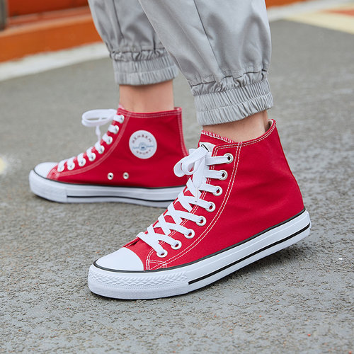 人本透气帆布韩版高帮