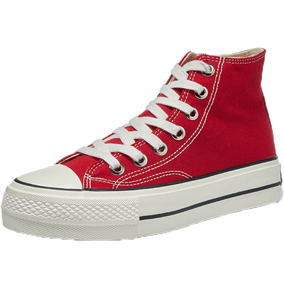 环球女鞋高帮帆布鞋女1970S美拉德波尔图红厚底板鞋红色高邦鞋子