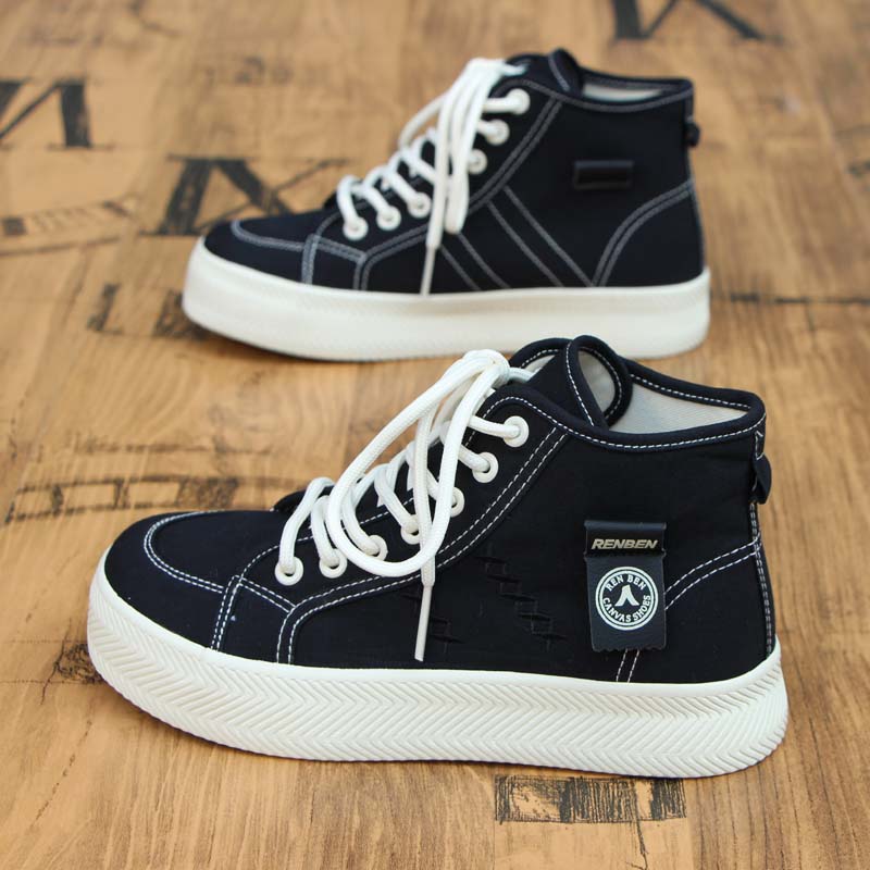 人本高帮圆头学院厚底