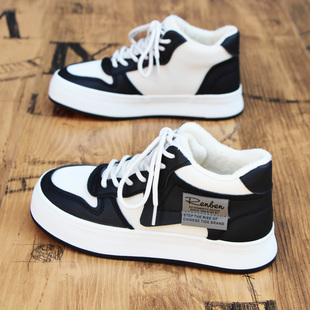 人本加绒小白鞋女2025冬季新款棉鞋高帮运动鞋加厚女生保暖雪地靴