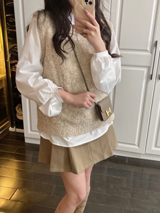 奶油杏软糯温柔宽松百搭针织叠穿马甲背心2023新款 cheers干杯 女