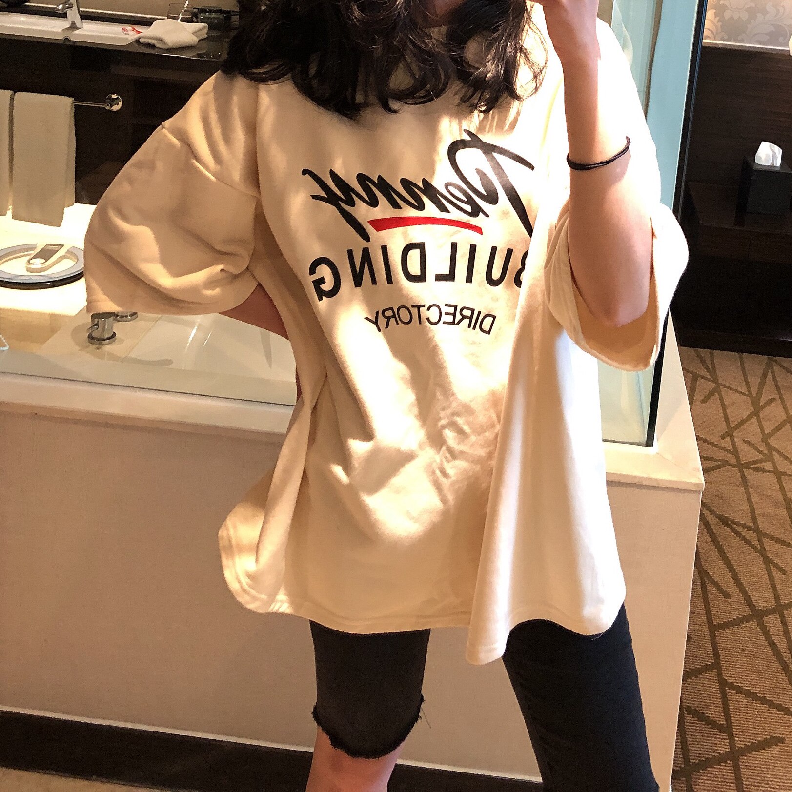 cheers干杯 / 奶杏韩国ins街头字母印花宽松oversize男友风t恤女