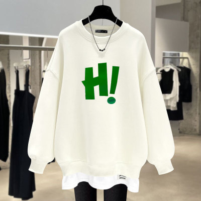卫衣字母中长款套头圆领