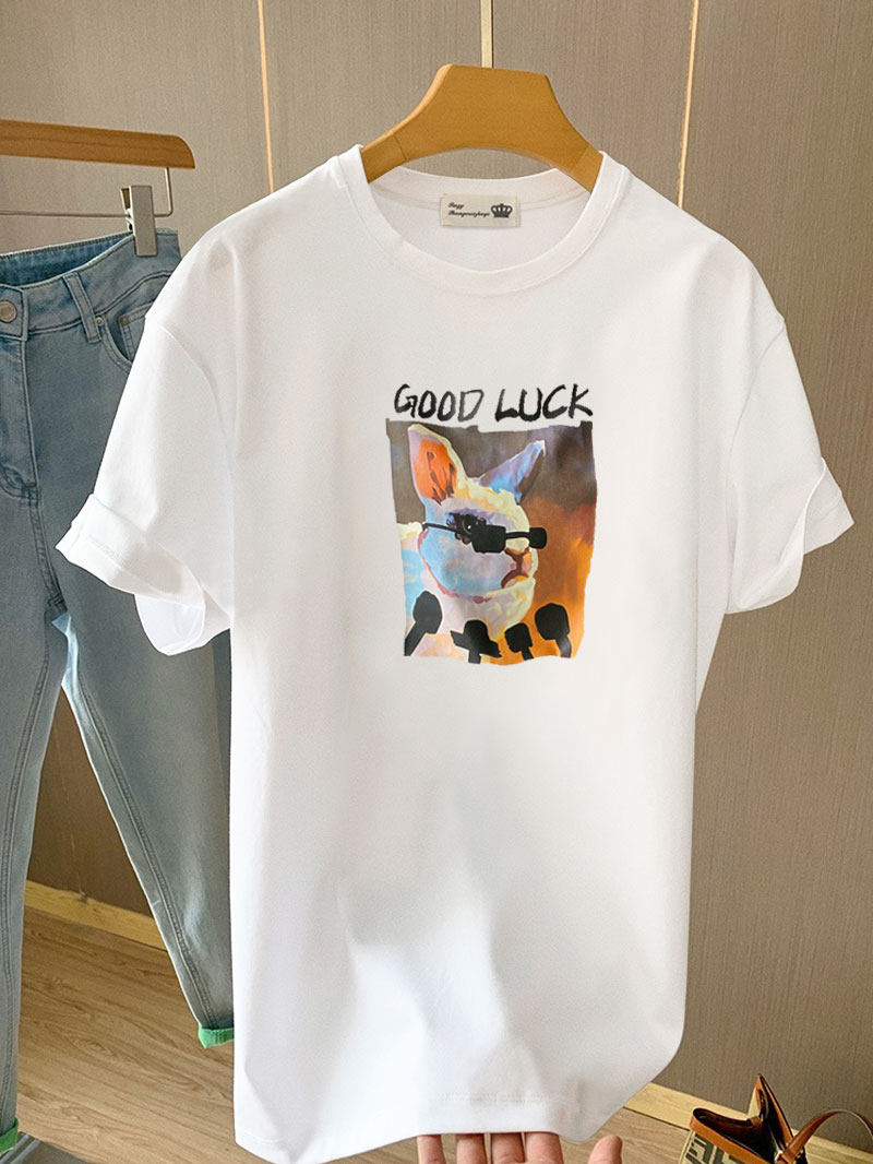 夏季上衣兔子印花宽松卡通