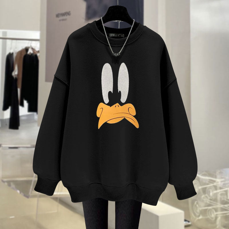 唐老鸭图案圆领卫衣女2025春秋冬慵懒风宽松加绒加厚中长款遮屁股,女装/女士精品,卫衣/绒衫,淘宝优惠券,粉丝福利购,淘宝优惠卷