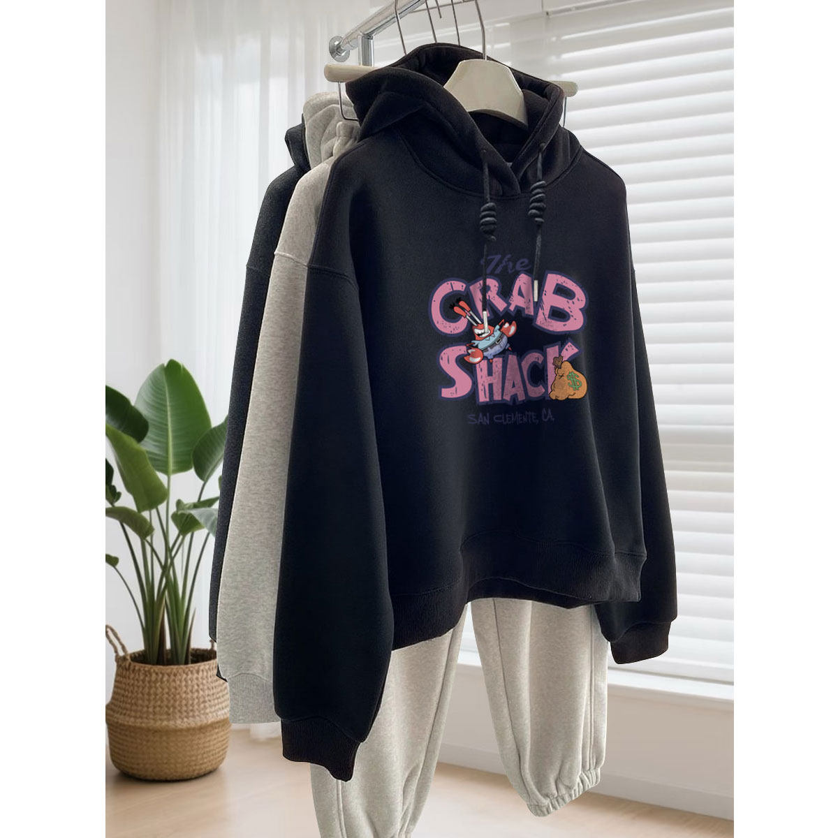 字母印花连帽卫衣女2025春秋冬宽松慵懒风加绒加厚套头长袖潮,女装/女士精品,卫衣/绒衫,淘宝优惠券,粉丝福利购,淘宝优惠卷