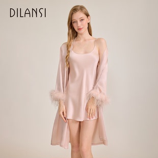 狄兰丝重磅真丝长睡衣女夏性感浴袍长睡裙睡袍桑蚕丝绸家居服晨袍