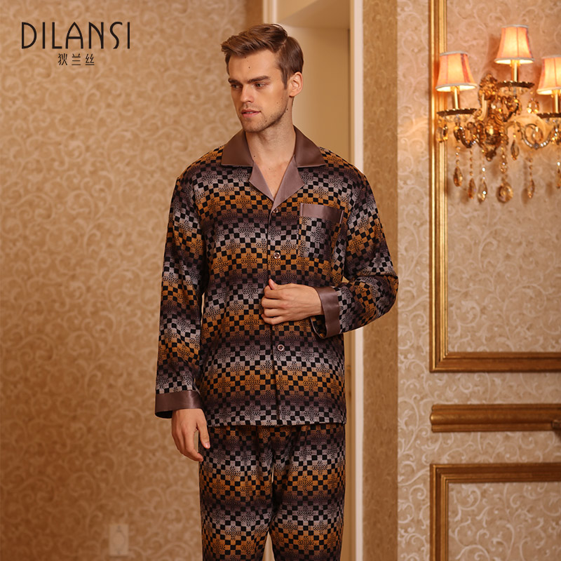 狄兰丝真丝拉绒睡衣男家居服