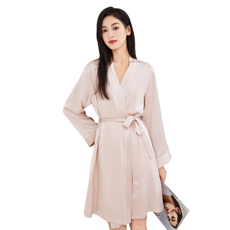 狄兰丝100%桑蚕丝睡袍睡衣女6A级真丝高级感秋季2024新款晨袍