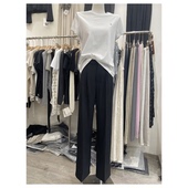 新款 夏季 裤 子烟管直筒裤 西裤 简约垂坠显瘦女阔腿裤 经典