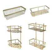 高端金色不锈钢卫浴置物架浴室收纳架双层墙角篮淋浴房挂架打孔