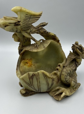 老物件创汇时期古董古玩收藏品玉石龙凤摆件装饰品