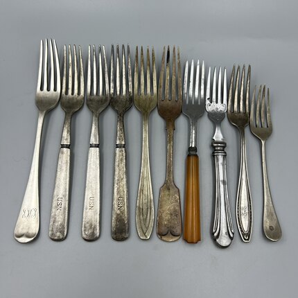老物件西洋回流欧洲中古vintage餐具西餐叉子摆件古董收藏