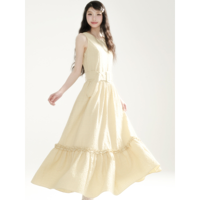 apa studio【珍妮旅途】 夏季新款无袖收腰显瘦连衣裙a字背心长裙