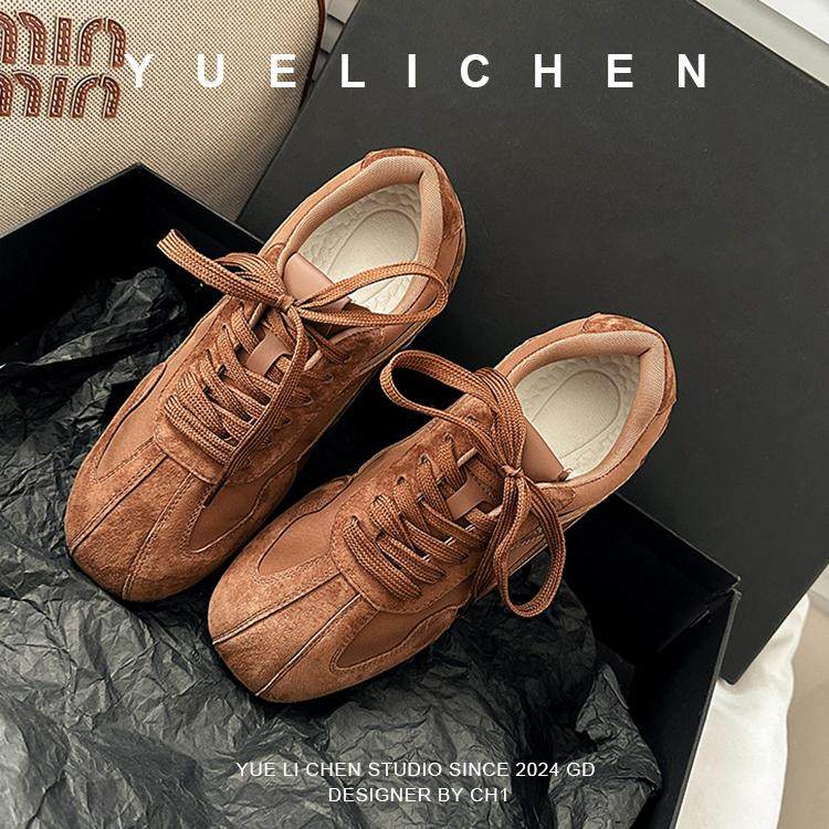 2025秋冬新款百搭时尚系带内增高复古休闲鞋运动鞋德训鞋女鞋