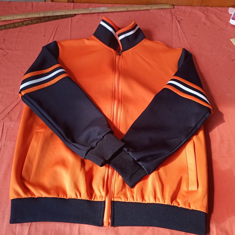 来图定做校服外套中小学生休闲运动上衣橙色拼接卫衣初中男女校服