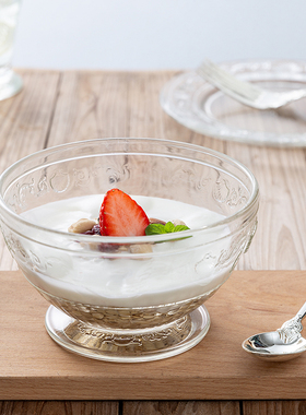 法国进口La Rochère凡尔赛复古浮雕玻璃沙拉碗甜品碗汤碗水果碗