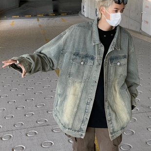 复古水洗宽松牛仔外套男士 潮牌休闲百搭夹克上衣痞帅水洗褂子 美式
