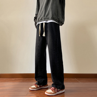 复古宽松百搭直筒裤 男款 子春秋季 男士 美式 休闲长裤 潮牌做旧牛仔裤