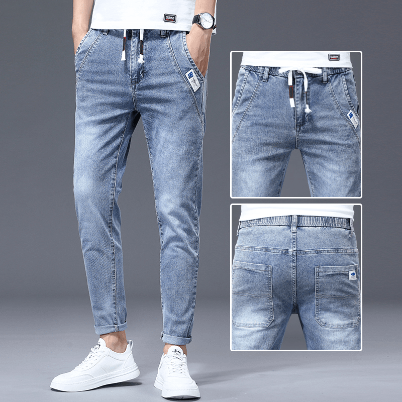 春秋季男士弹力牛仔裤2025年新款修身直筒小脚裤潮流百搭休闲长裤