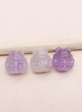 天然薰衣草紫晶通孔炸毛狐狸