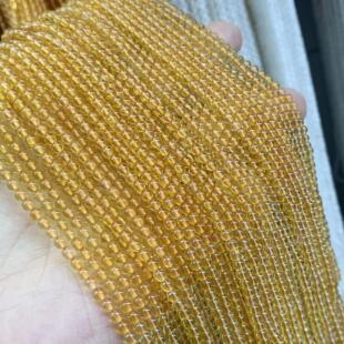 天然黄水晶圆珠散珠手工串珠diy手链项链手串吊坠半成品配件饰品