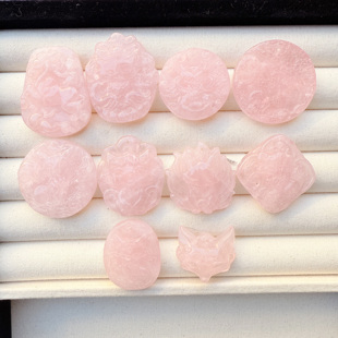 纯天然粉水晶九尾狐狐仙许愿狐精工雕刻吊坠牌女生项链毛衣链