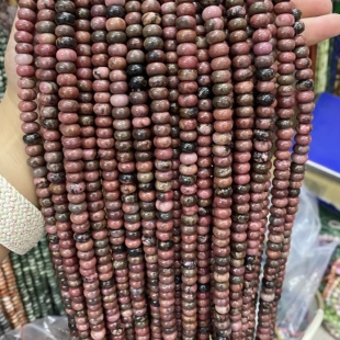 天然黑线红纹算盘车轮珠diy手链项链耳饰饰品隔珠半成品配件材料