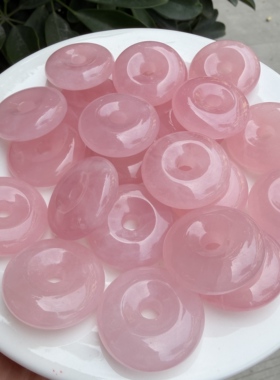 天然马粉水晶30mm面包平安扣
