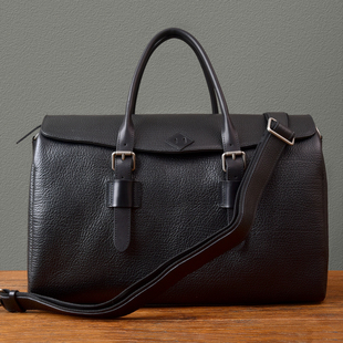 二十四街欧美风软牛皮大容量高质感纯色旅行包真皮手拎短途出差包