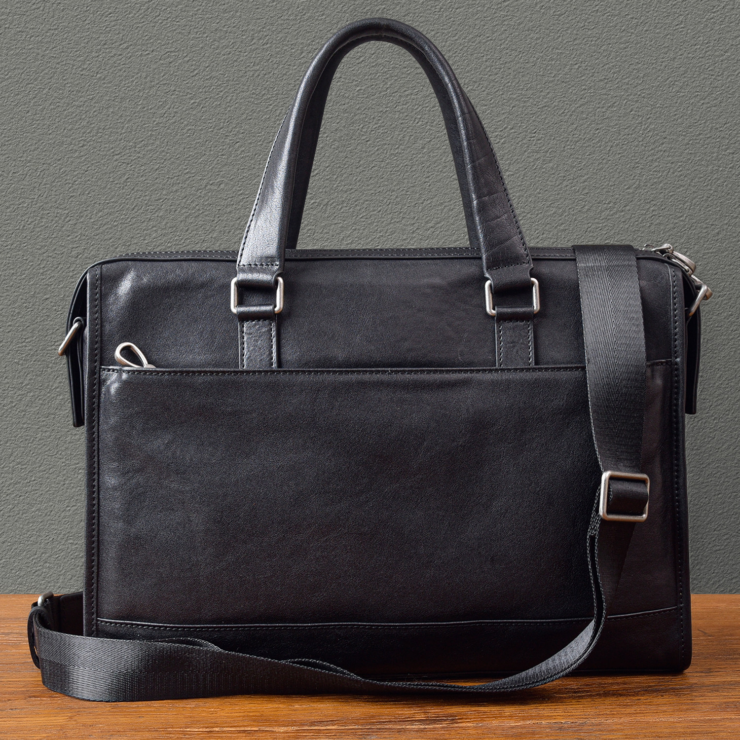 二十四街复古轻便男士商务植鞣牛皮公文包真皮高档质感轻奢手提包