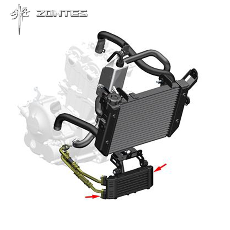 升仕ZT350V1 VX太子款摩托车水冷 散热器主副水箱油冷箱进出油管