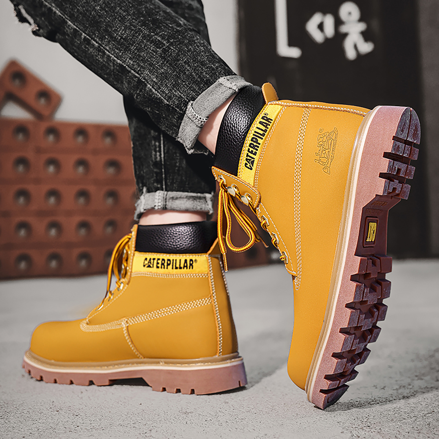 cat男鞋子大码棉鞋情侣款大黄靴