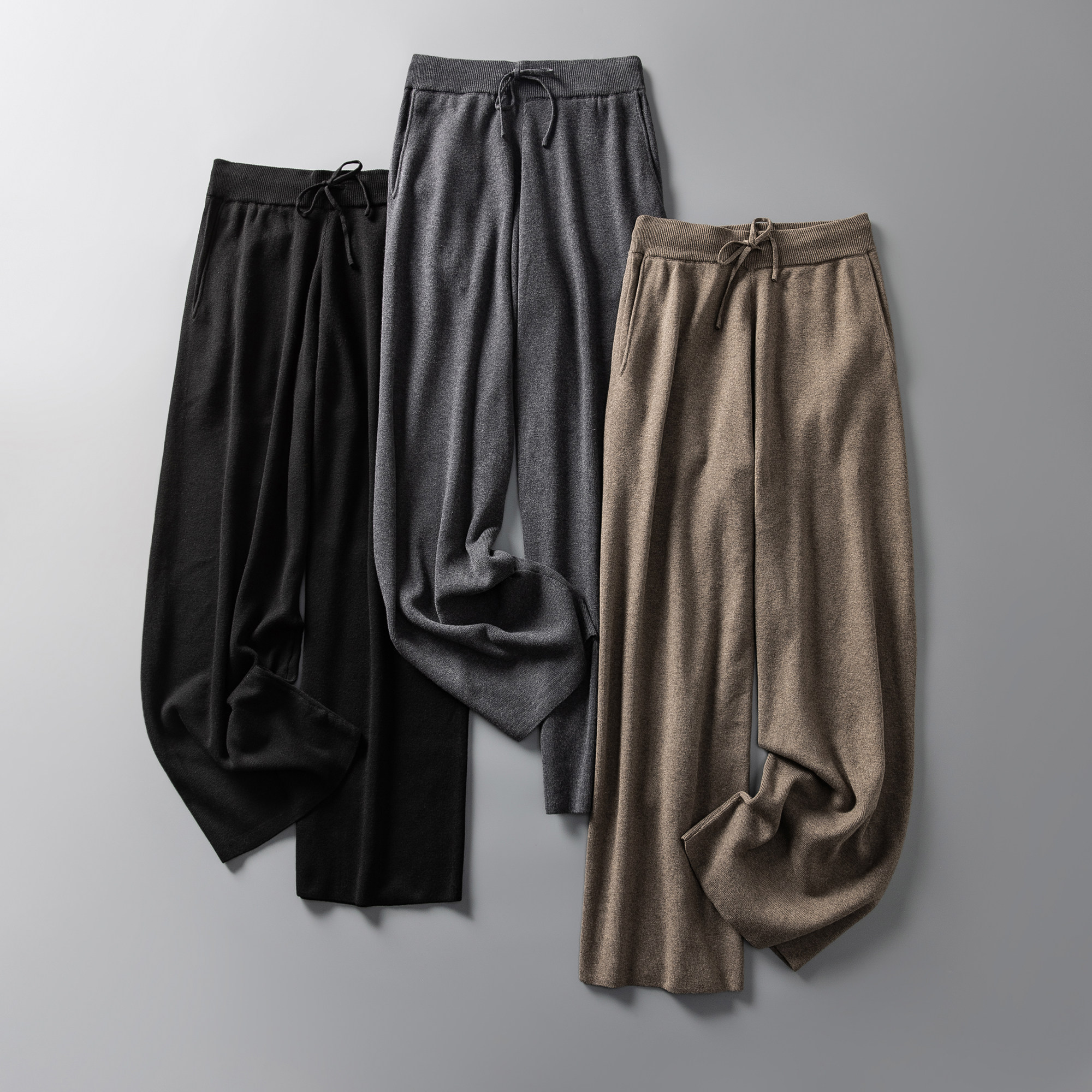 ROW风松弛感宽松针织休闲长裤男 冬季加厚软糯羊毛混纺微喇阔腿裤,男装,休闲裤,淘宝优惠券,粉丝福利购,淘宝优惠卷