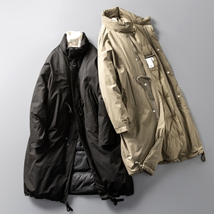 白鸭绒M51工装 日系复古宽松阔版 冬季 羽绒服男 派克大衣 立领中长款