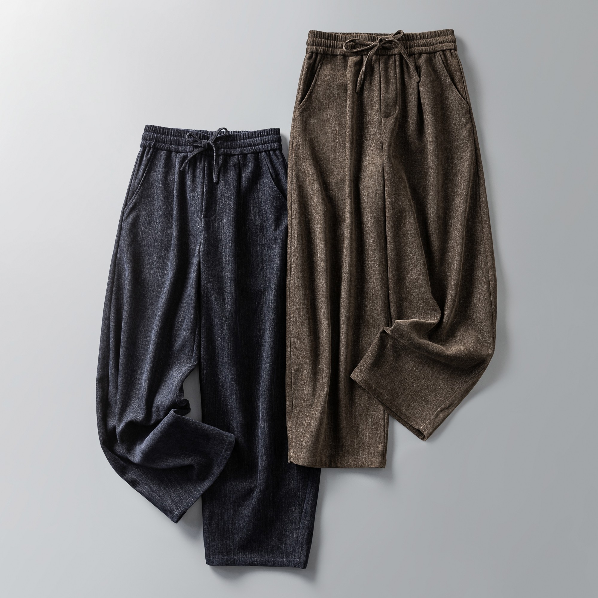 老钱风莱赛尔醋酸羊毛垂感加厚阔腿裤男 冬季松弛感宽松直筒长裤,男装,休闲裤,淘宝优惠券,粉丝福利购,淘宝优惠卷